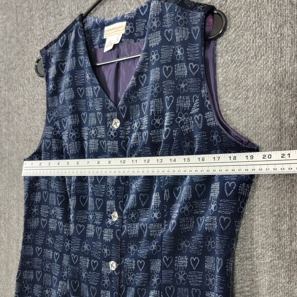 Coldwater Creek Dress Womens 12 Blue Velvet Hearts Print Sleeveless V Neck Midi - Picture 5 of 12